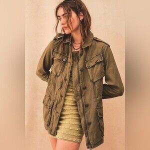 Free People Surplus Military Not Your Brothers Jacket Army Green Cotton Size S